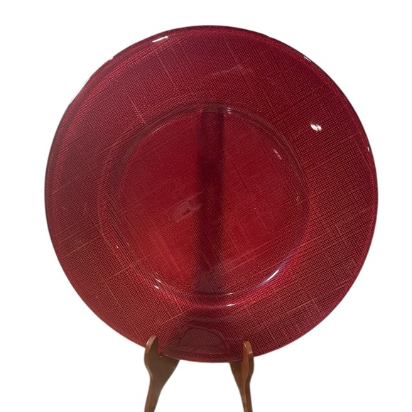 Set of 4 Villeroy & Boch Sparkle Vibrant Ruby Red 13.5” Glass Charger Plates - Picture 3 of 10